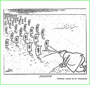 Historische Fotos und Karikaturen zur deutschen Geldpolitik