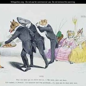 These gentleman are so greedy. Cartoon by Grandville, 1800s