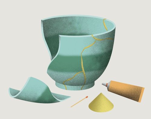 Repariere Geschirr mit Gold