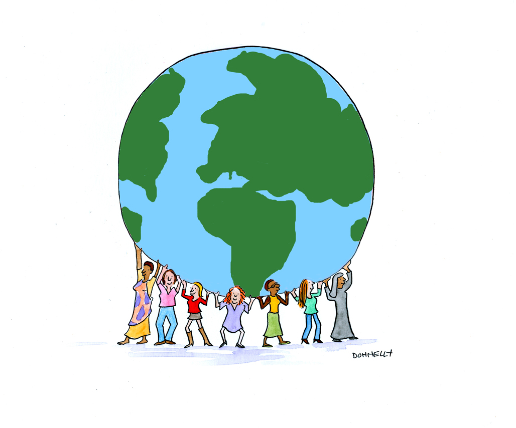 Women Holding Globe Sized