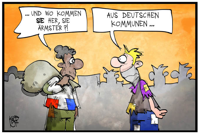 Die Kommunen brauchen mehr Geld zur Unterbringung der Flüchtlinge. www.koufogiorgos.de/
