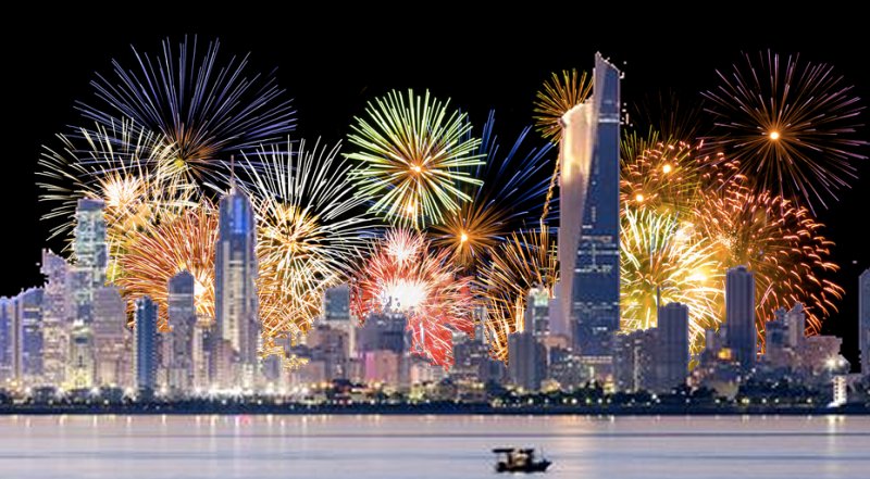 Kursfeuerwerk in Kuwait