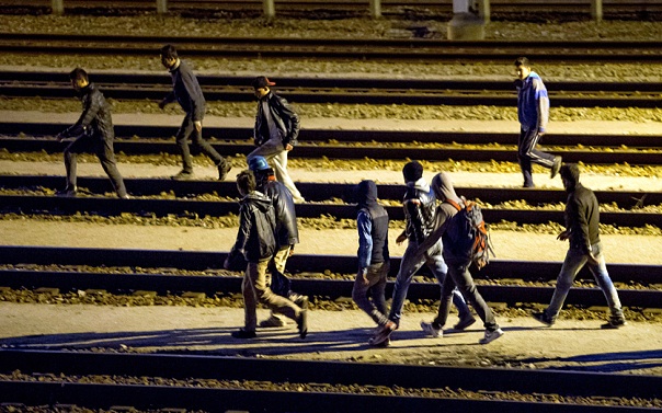 Immigrants at Calais heading for Britain