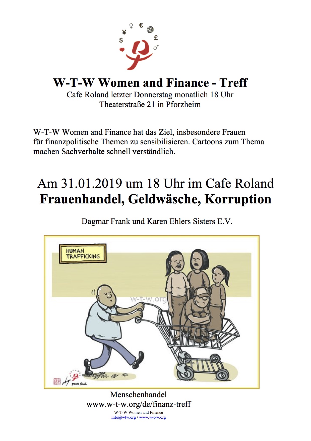 Frauenhandel, Geldwäsche, Korruption @ W-T-W Women and Finance-Treff